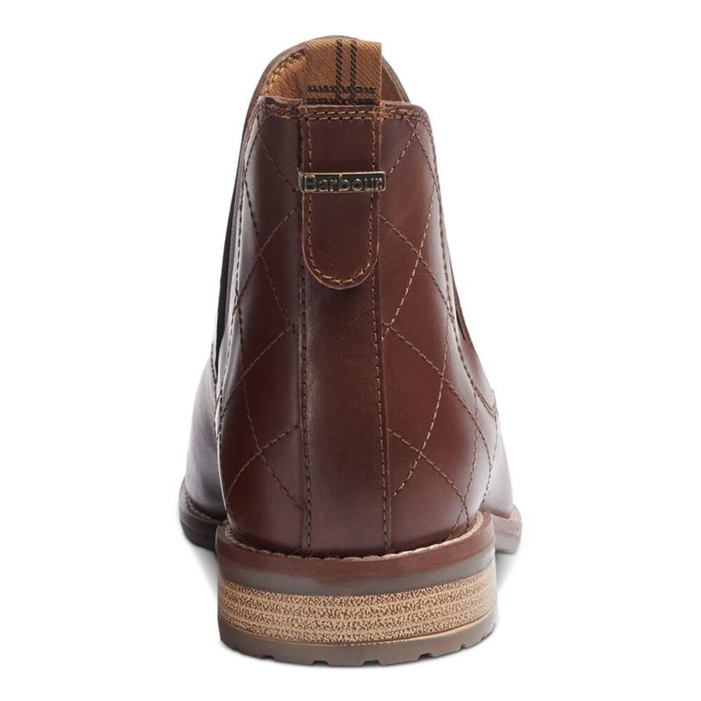BARBOUR Womens Brown Diamond Quilt Stitched Heel Pull-Tab Camelia Chelsea 6 - Picture 2 of 4